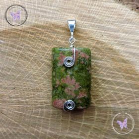 Unakite Silver Wire Wrapped Pendant